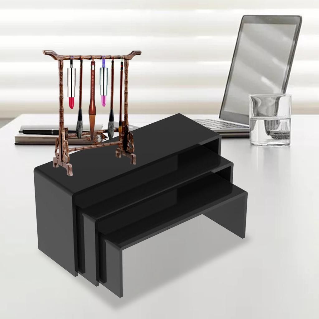 3 Pieces Tiered Acrylic Stands, Display Shelf, For  Hand Black