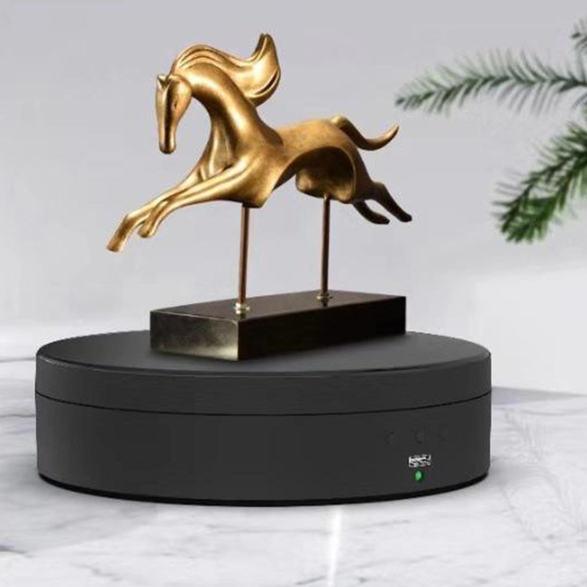 Electric 360° Rotating Display Stand Mirrored Black