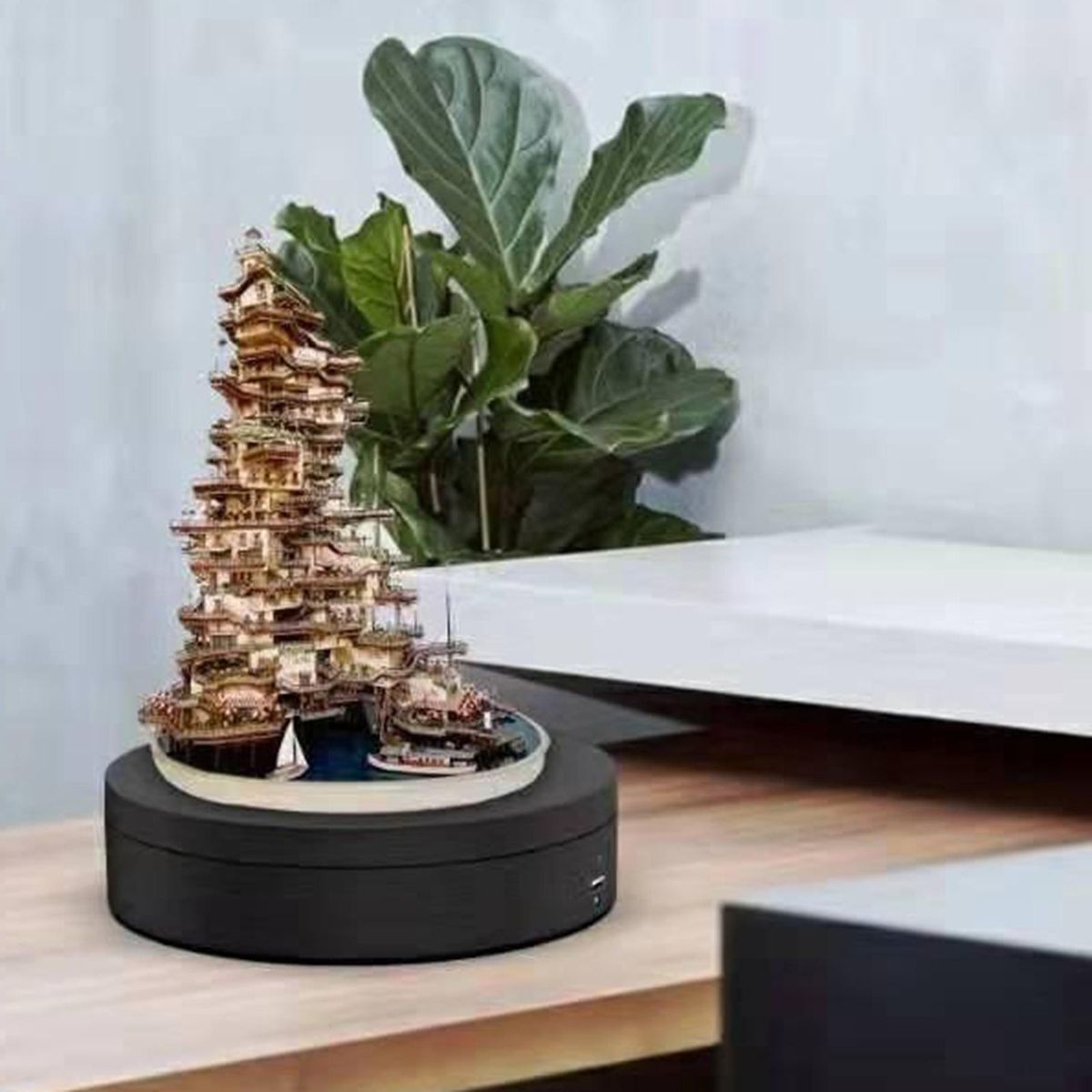 Electric 360° Rotating Display Stand Mirrored Black