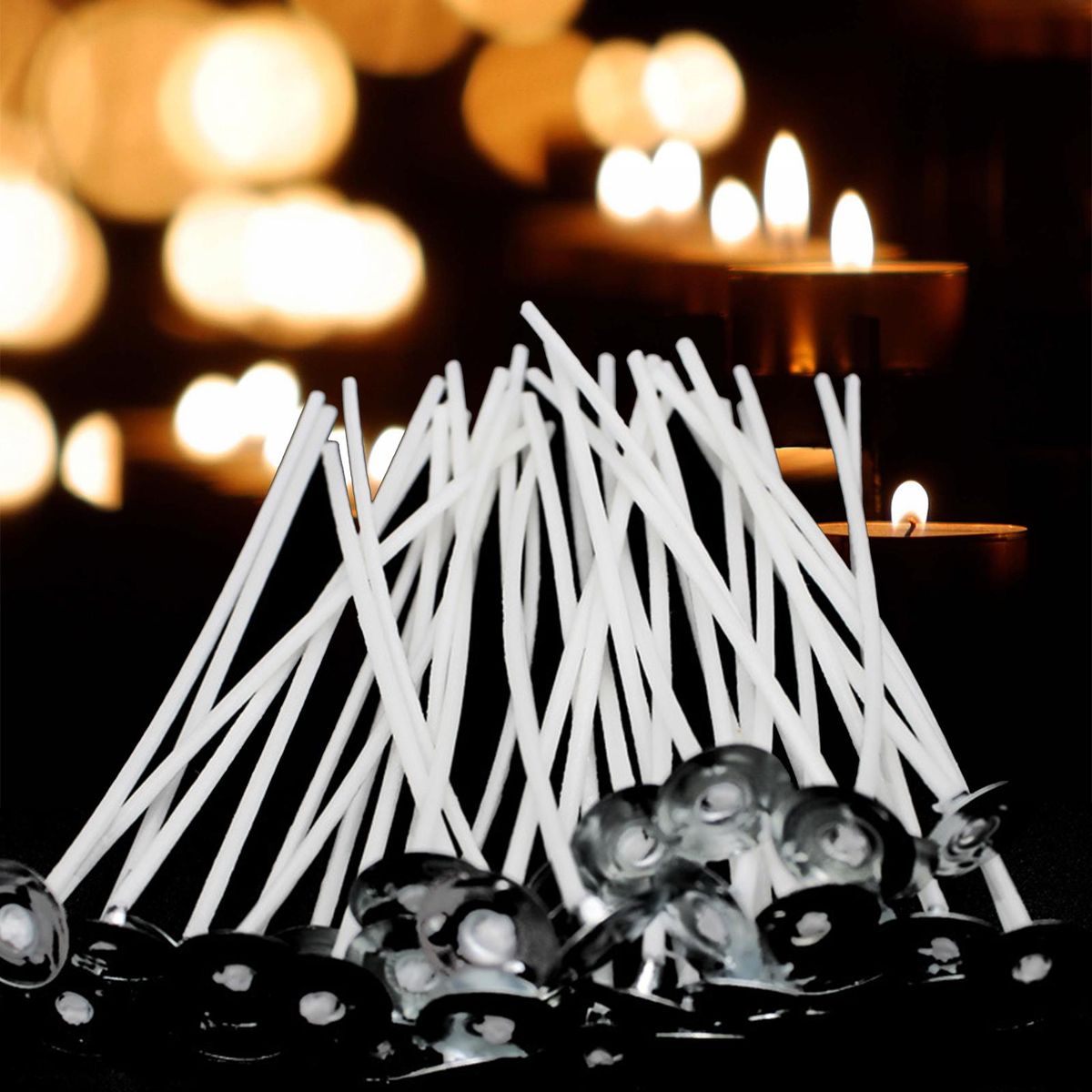 50PCS Candle Wicks Pre Waxed Wicks Candle Making Kit Cotton Pre-Waxed Candle Wicks for Candle Making DIY 8 Inch Long Lasting
