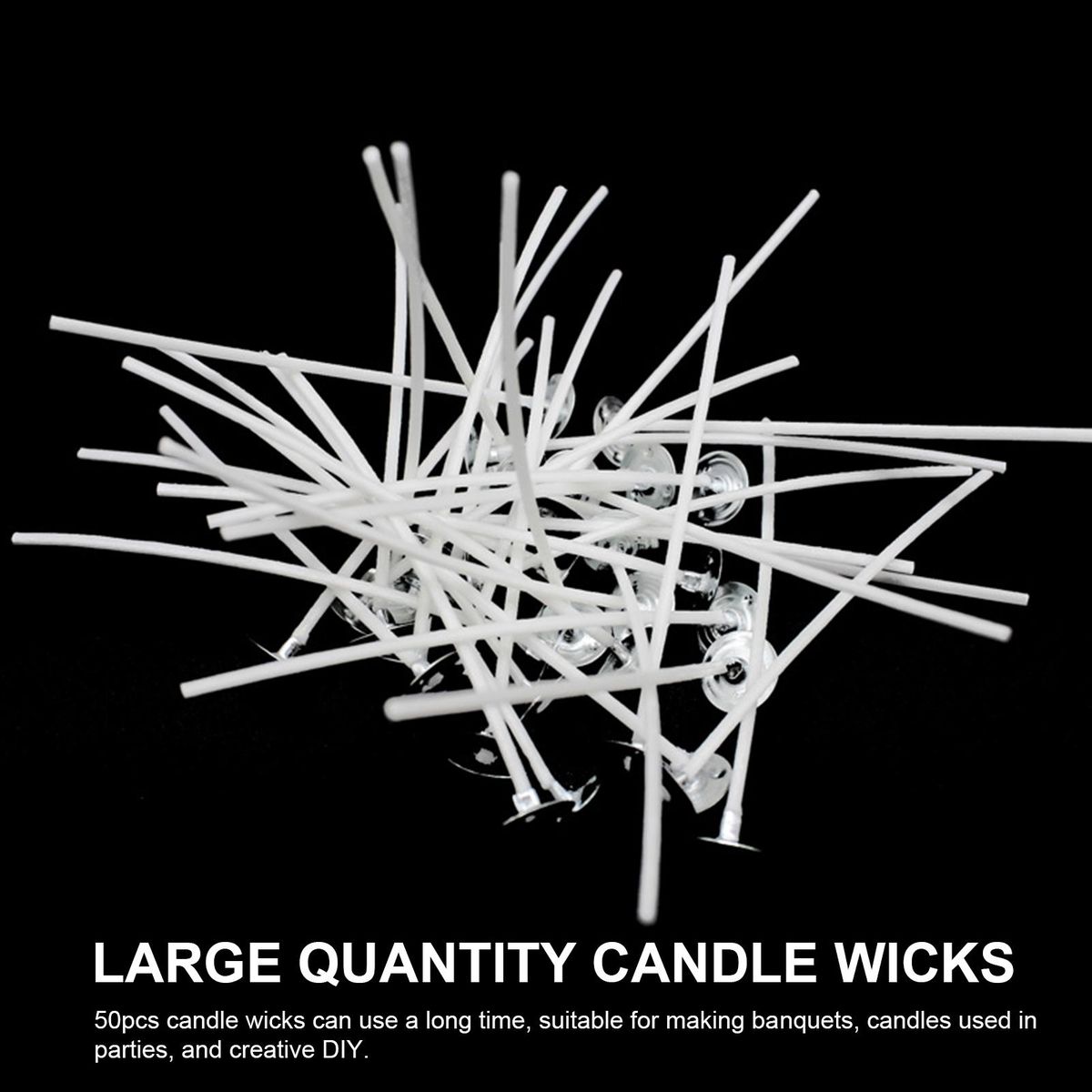 50PCS Candle Wicks Pre Waxed Wicks Candle Making Kit Cotton Pre-Waxed Candle Wicks for Candle Making DIY 8 Inch Long Lasting
