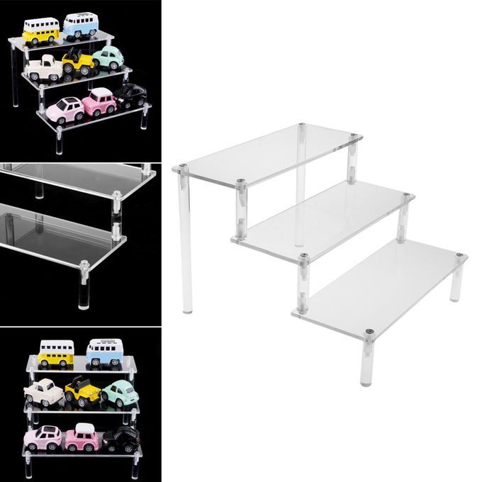 Clear Acrylic Display Riser Shelf Figure Doll Toys Display Stand 3Tier