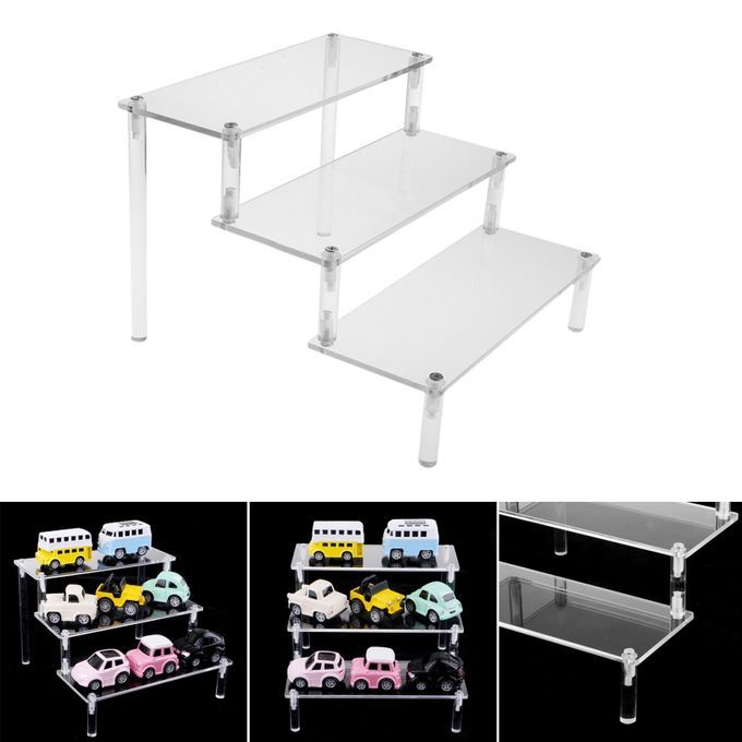 Clear Acrylic Display Riser Shelf Figure Doll Toys Display Stand 3Tier