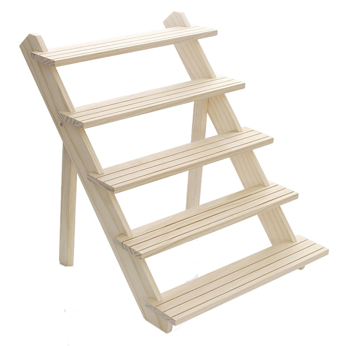 Ladder Shaped Wooden Earrings Rack Jewelry Rings Holder Five Layers