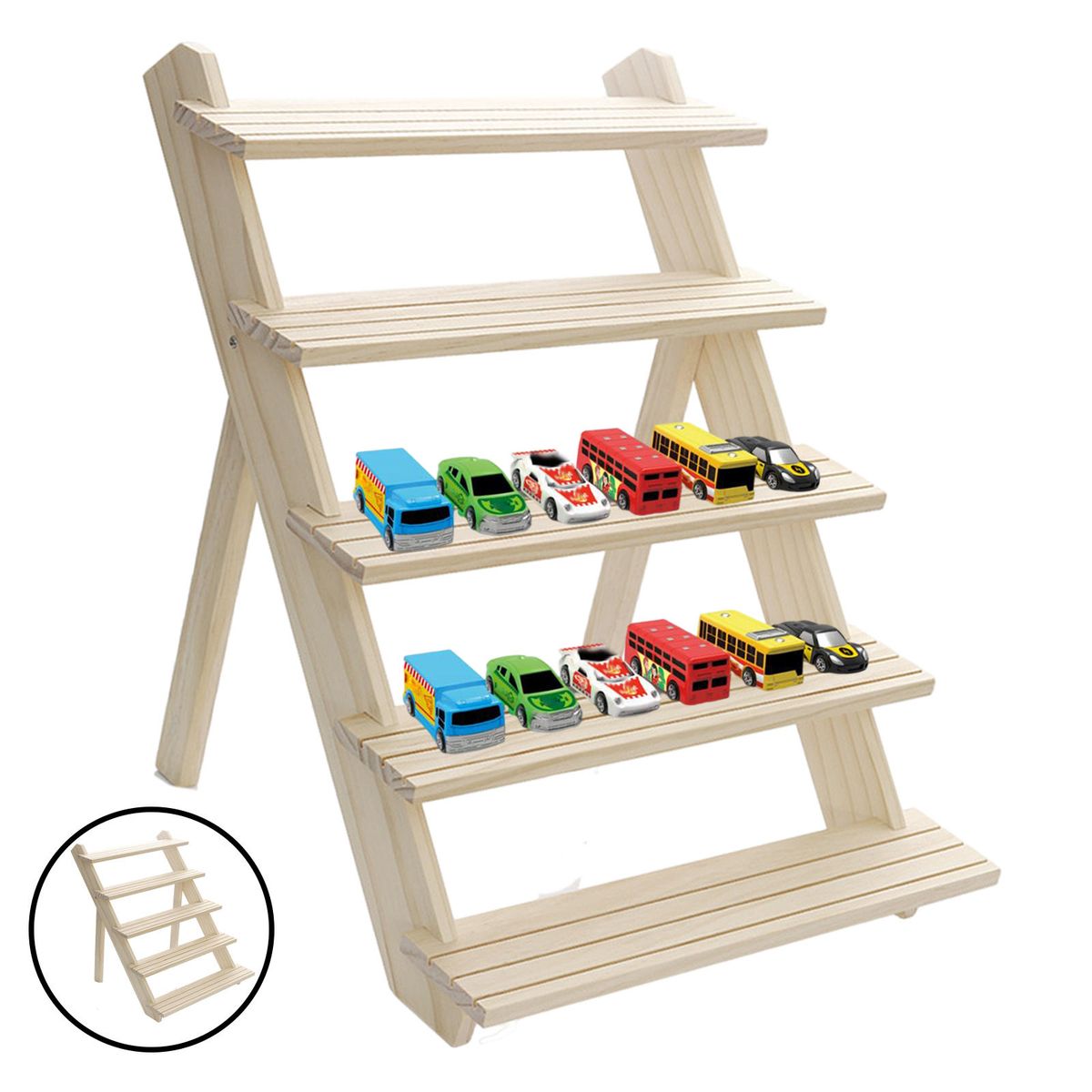 Ladder Shaped Wooden Earrings Rack Jewelry Rings Holder Five Layers