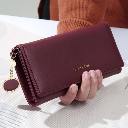 Women's Large Capacity Long Multi Card Slot Wallet - Burgundy