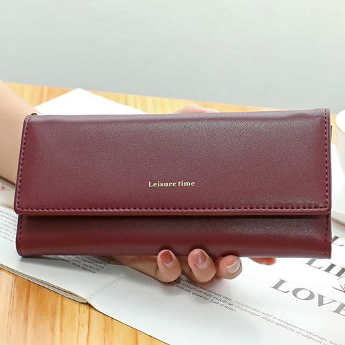 Women's Large Capacity Long Multi Card Slot Wallet - Burgundy