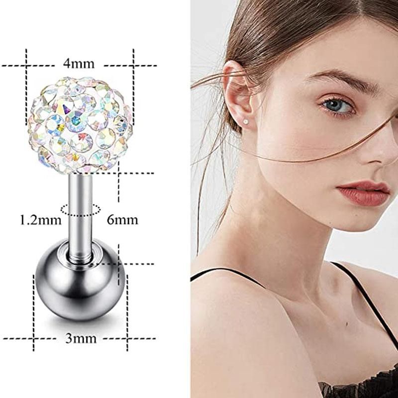 12 Pairs Shiny Zirconia Cartilage Stud Earring Tragus Helix Piercing Barbell Star Heart Ball Cartilage Earrings Set for Women