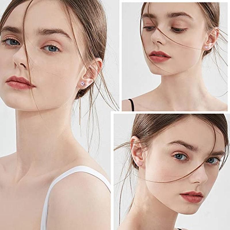 12 Pairs Shiny Zirconia Cartilage Stud Earring Tragus Helix Piercing Barbell Star Heart Ball Cartilage Earrings Set for Women