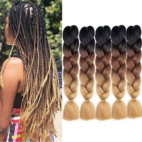 Ombre Jumbo Braiding Hair 24 Inches Dark 3tone 100g/pack