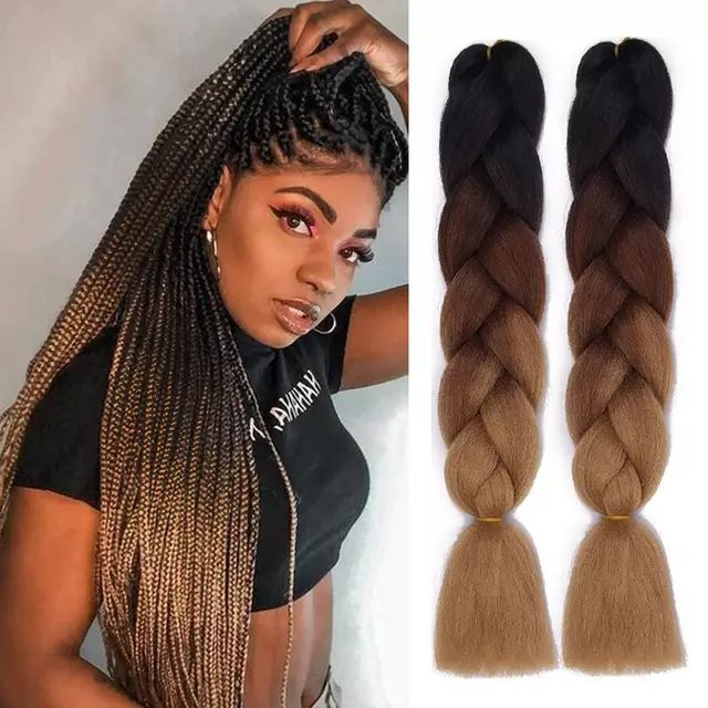 Ombre Jumbo Braiding Hair 24 Inches Dark 3tone 100g/pack