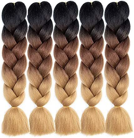 Ombre Jumbo Braiding Hair 24 Inches Dark 3tone 100g/pack