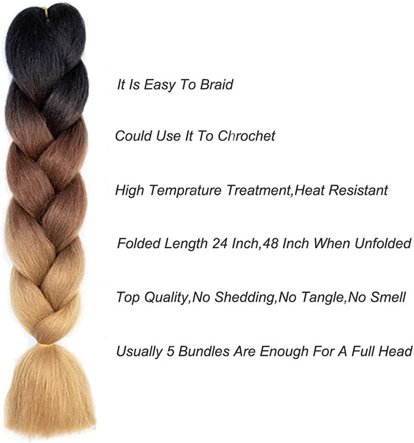 Ombre Jumbo Braiding Hair 24 Inches Dark 3tone 100g/pack