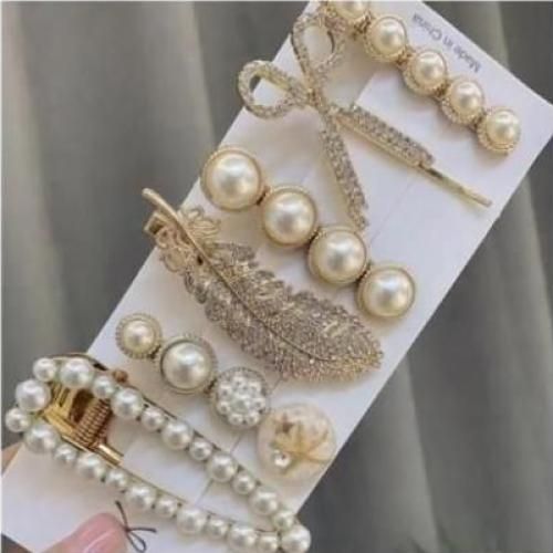Women Glittering Rhinestone Hair Clips & Pearls Hairpins