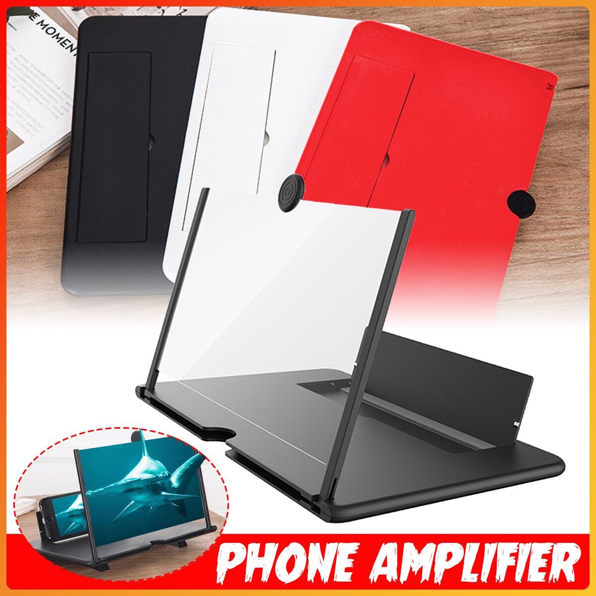 10/12inch Phone Screen Amplifier Magnifier HD Screen Bracket Holder Stand Red 12 Inch