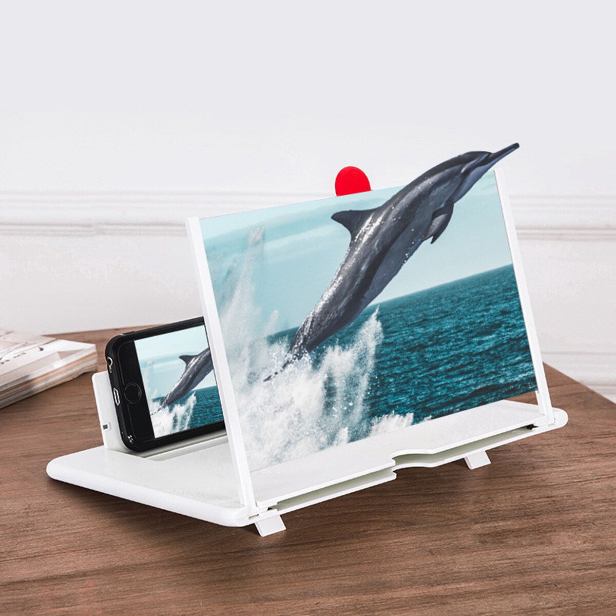 10/12inch Phone Screen Amplifier Magnifier HD Screen Bracket Holder Stand Red 12 Inch