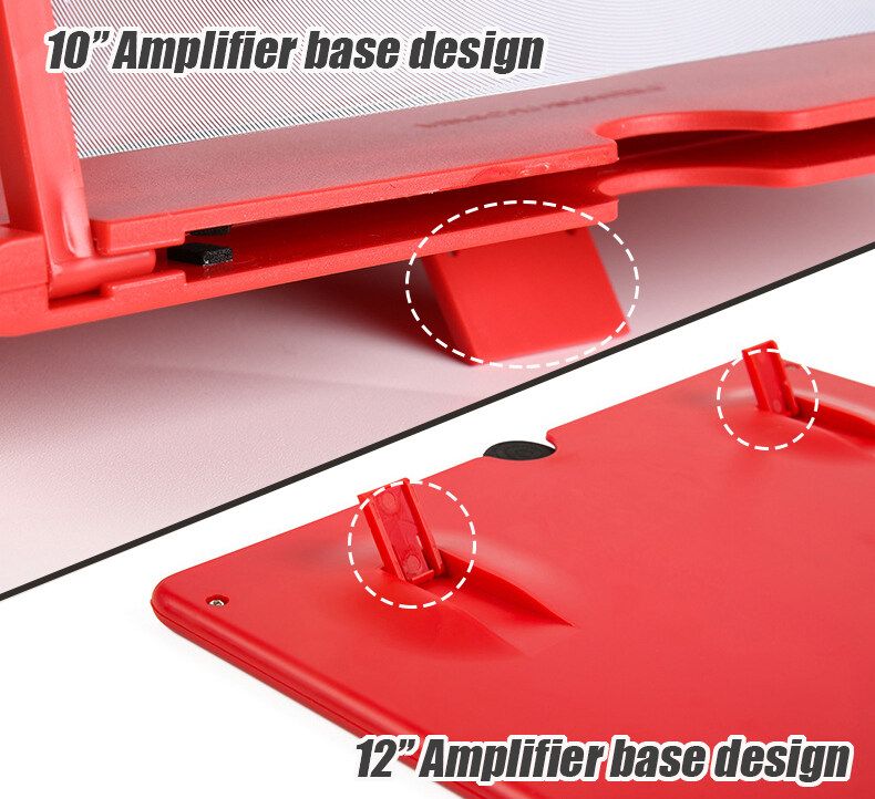 10/12inch Phone Screen Amplifier Magnifier HD Screen Bracket Holder Stand Red 12 Inch