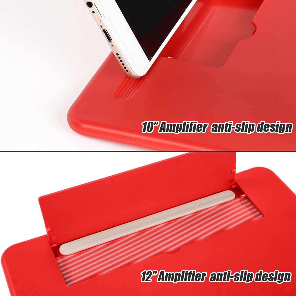10/12inch Phone Screen Amplifier Magnifier HD Screen Bracket Holder Stand Red 12 Inch
