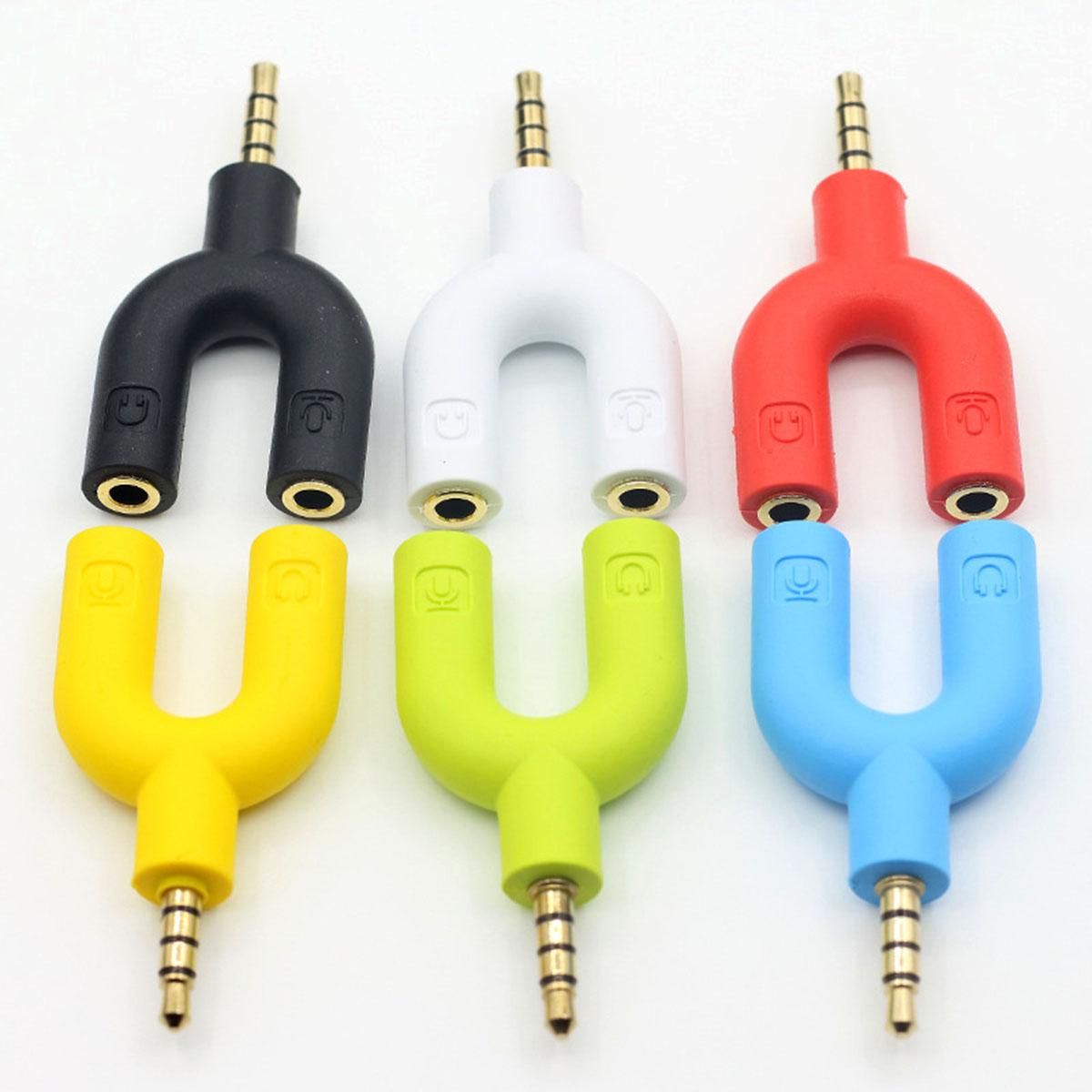3.5mm U type Mic Audio Cable Splitter Adapter Converter