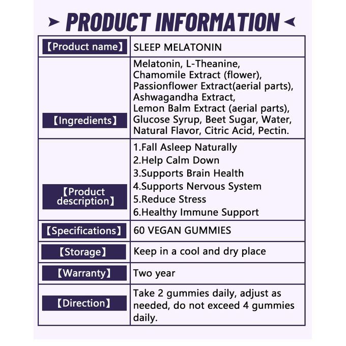 Daynee Vegan Gummies  60 Pills To Improve Sleep -Supplement