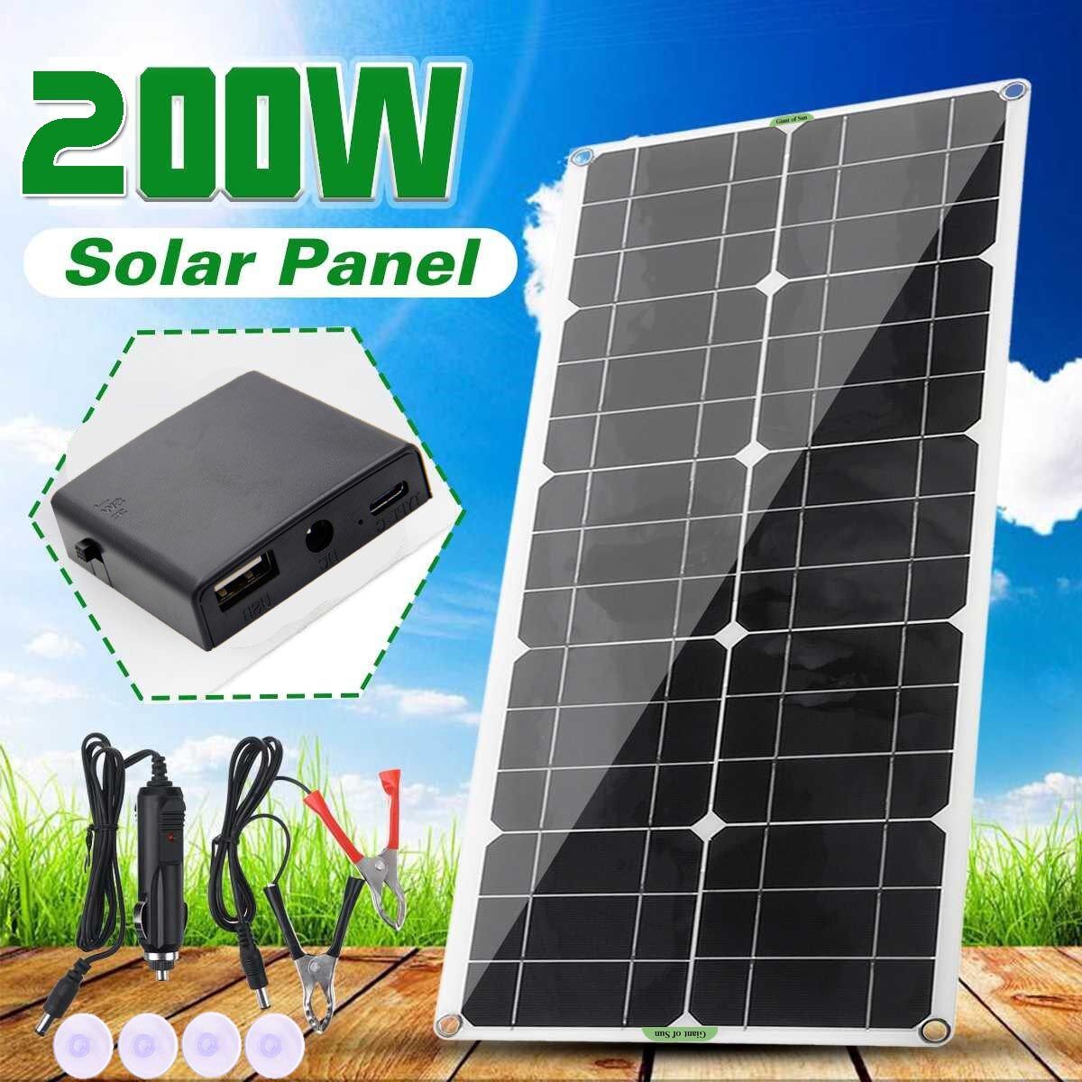 43cm X 20cm 200W Solar Panel Complete Set Kit 12V 10-100A Charger Controller For ,Marine Camping Caravan Boat With 30A Controller