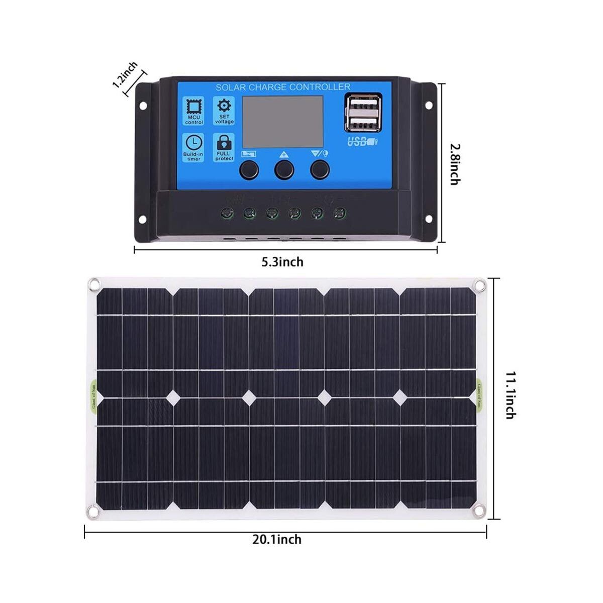 43cm X 20cm 200W Solar Panel Complete Set Kit 12V 10-100A Charger Controller For ,Marine Camping Caravan Boat With 30A Controller