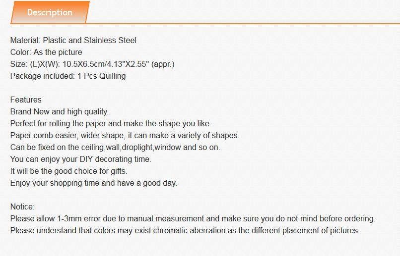 1Pcs Paper Quilling Comb Paper Craft Tool Accessory Creat Loops 10.5x6.5cm