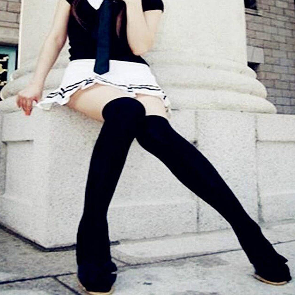 Women Thigh High Socks Soft Knit Elastic Stocking Boots Socks Black