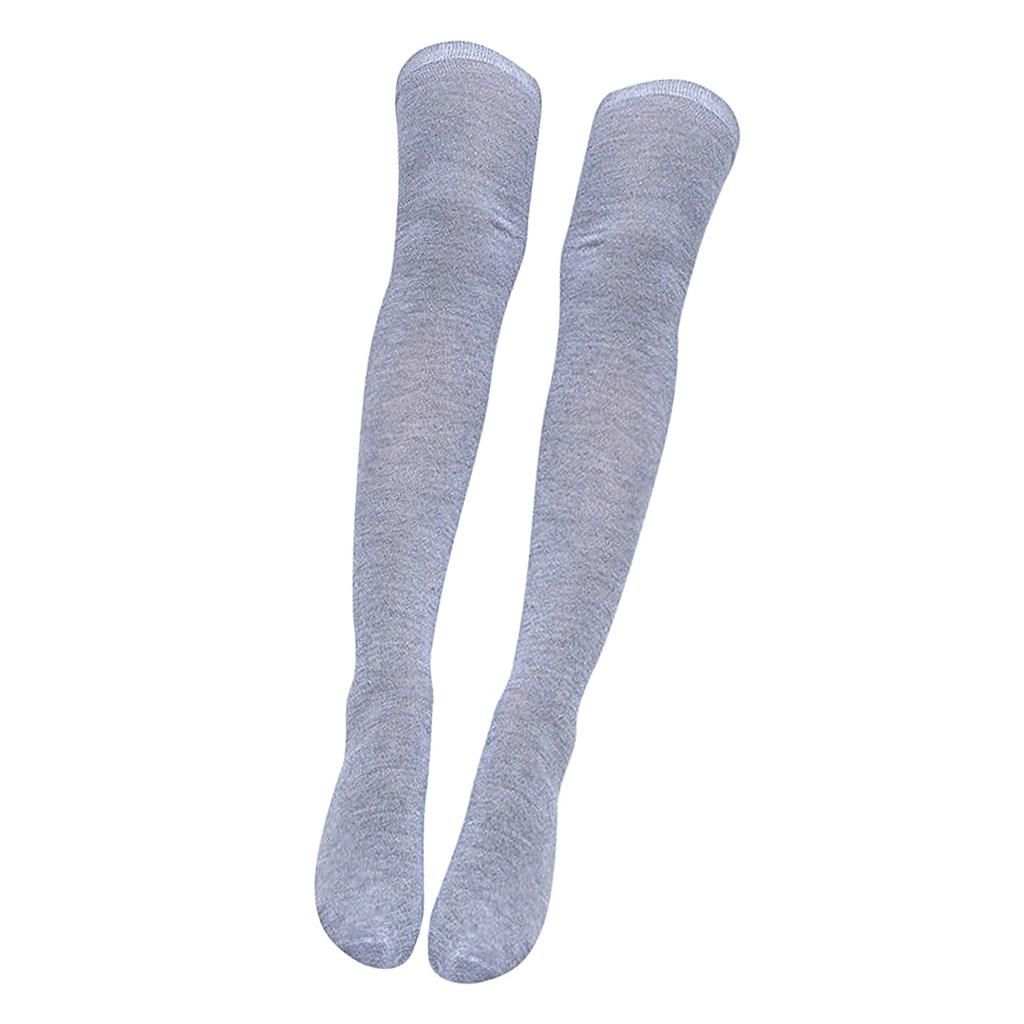 Solid Thigh High Socks Regular Light Grey