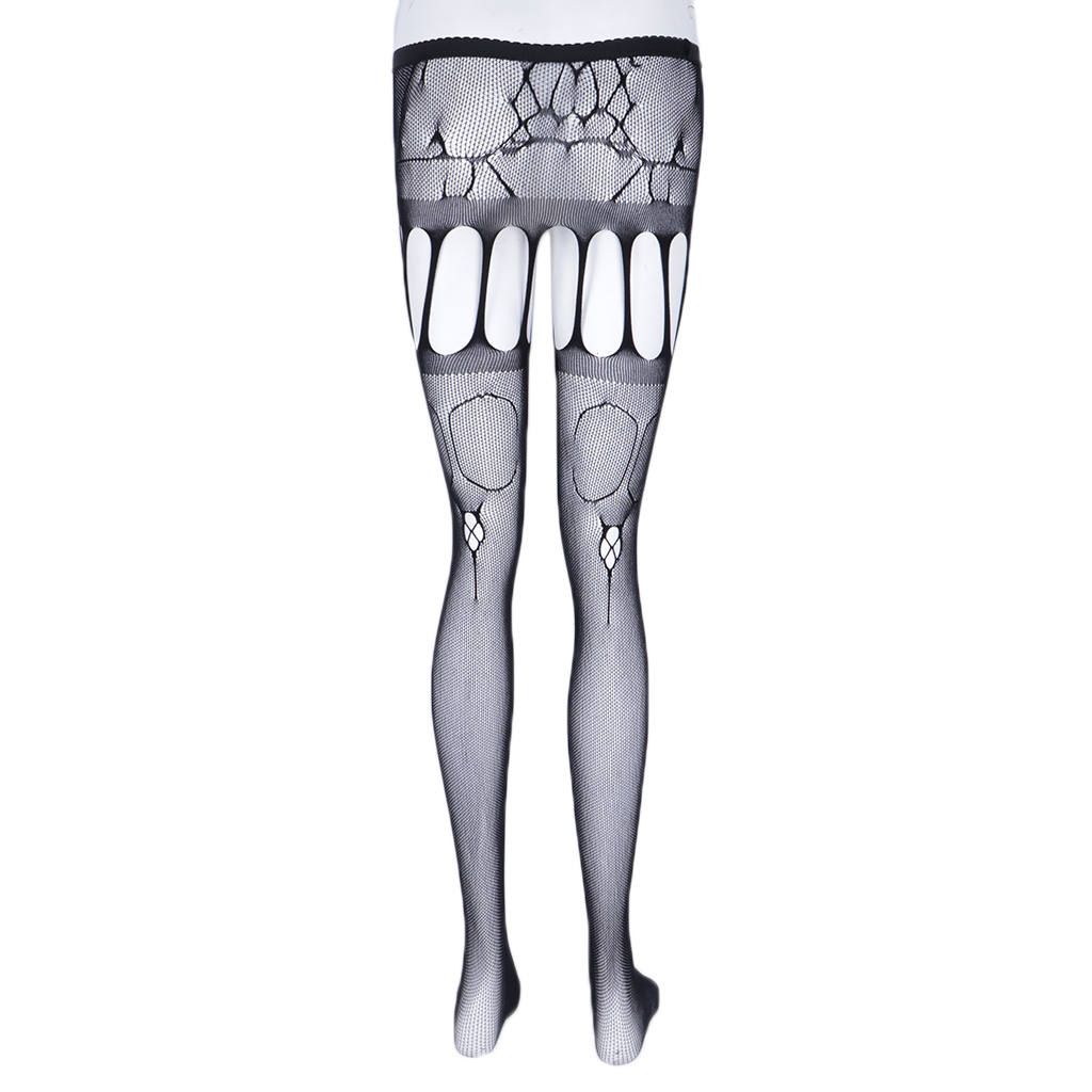 Womens Suspender Pantyhose Thigh High Stockings Floral Sheer Garter 02