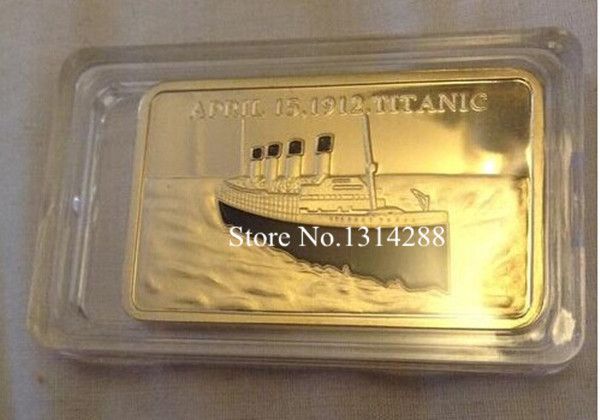 1pcs Lot 1912 TITANIC Boat Ship 1oz Bar Of 24Kt Gold Plate