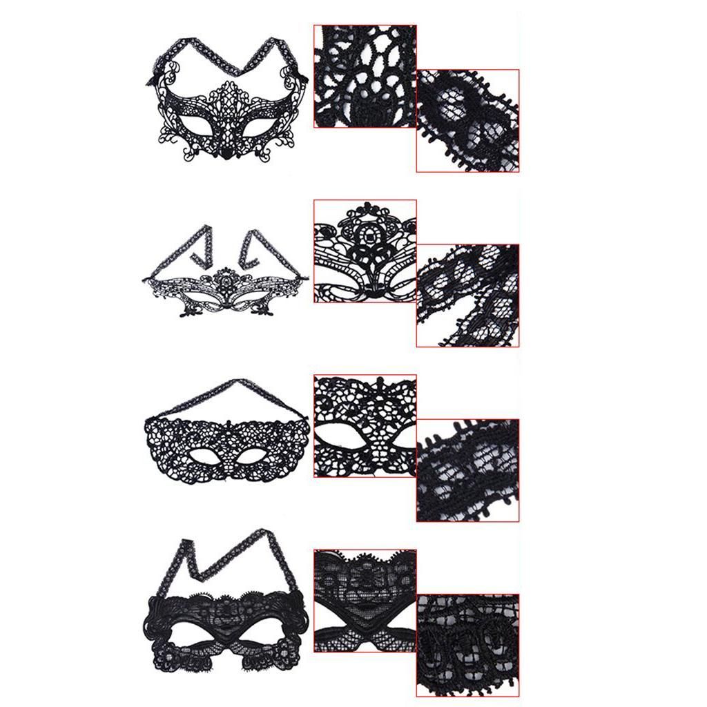 4pcs Eye Lace Masks for Masquerade Costume Party - Black
