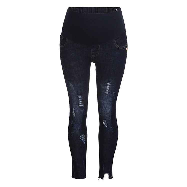 Autumn Ladies Maternity Jeans Slim-fit Pants For Pregnant Women Pocket Elastic