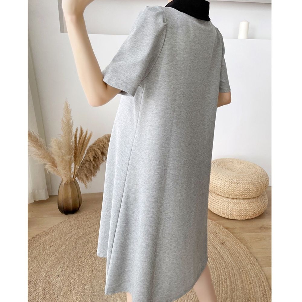 Lapel Mid Length Maternity Dress