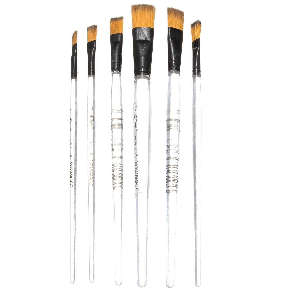6pcs Artist Paint Brush Set Nylon Watercolor Plastic Acrylic Oil Supply