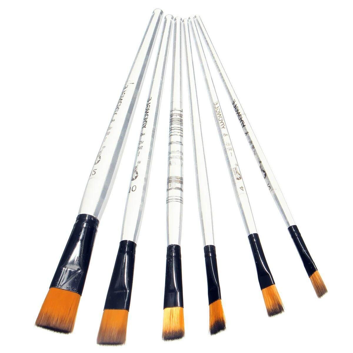 6pcs Artist Paint Brush Set Nylon Watercolor Plastic Acrylic Oil Supply