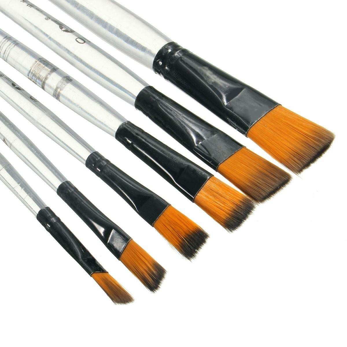 6pcs Artist Paint Brush Set Nylon Watercolor Plastic Acrylic Oil Supply