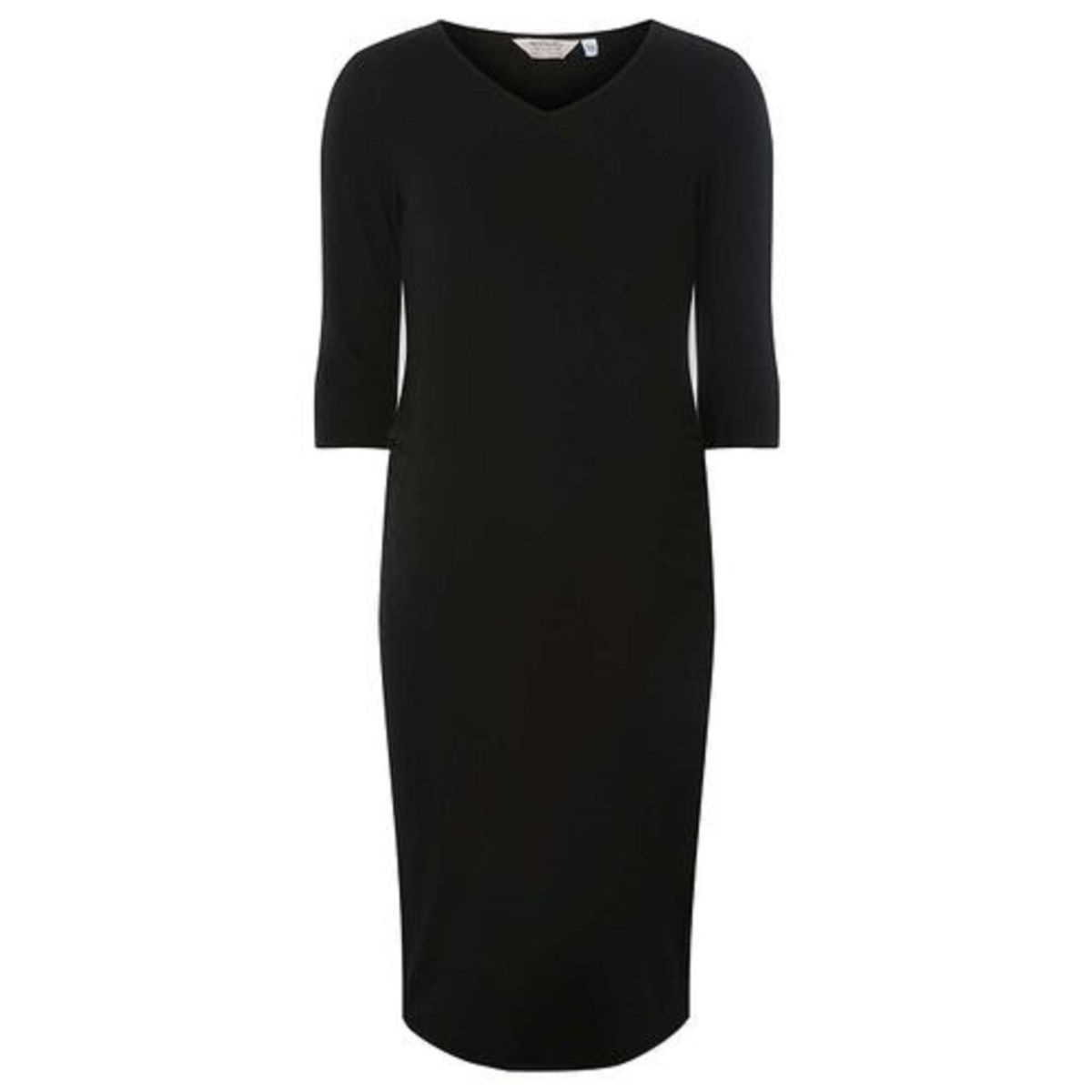 U0034 - V-neckline Half Sleeves Black Maternity Dress