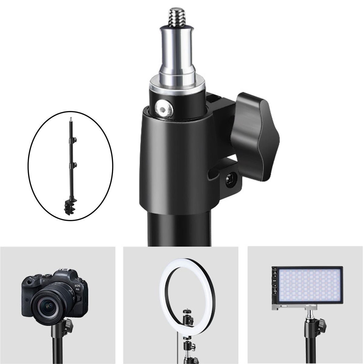 Desk Mount Stand Adjustable 1/4 Screw For Fill Light Video Light Cell