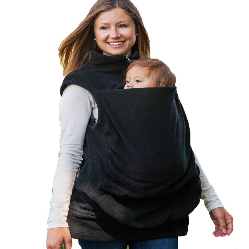 Black-Maternity Hoodies Kangaroo Winter Hooded Coat Pregnant Women Baby Carrier Jacket