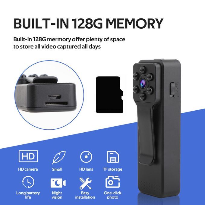 HD 1080P Body Camera Wearable Charging Worn Camera Clip Body For