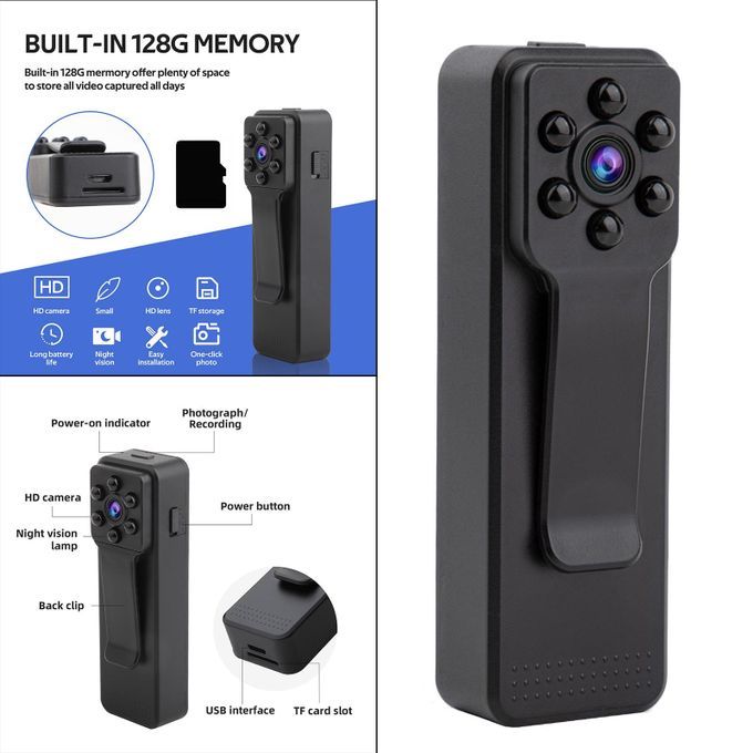 HD 1080P Body Camera Wearable Charging Worn Camera Clip Body For