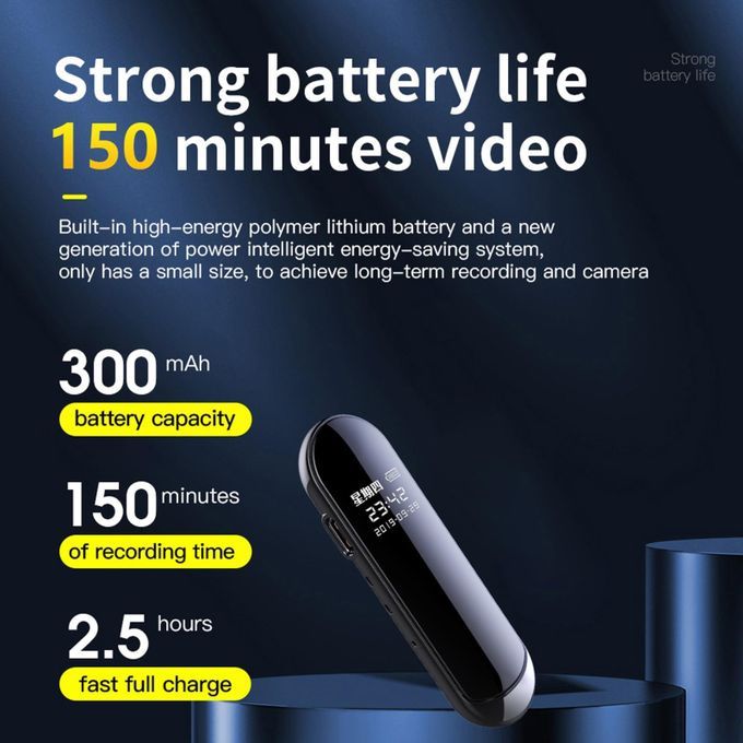 Mini Back Clip Voice Recorder 1080P 300mAh Body Camera Pen For 8GB