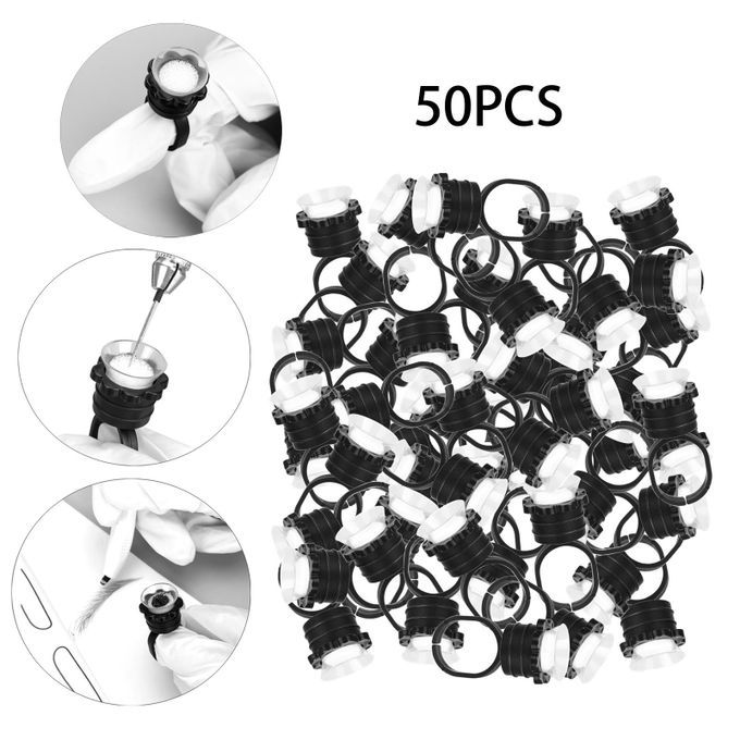 Ink Ring Cups With Sponge Disposable Container Caps For Eyelash 50pcs