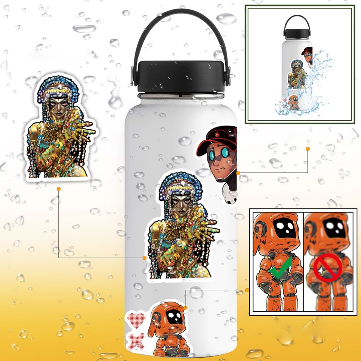 50PcsSet Laptop Stickers Decorative Water Bottle Journal Mix Color