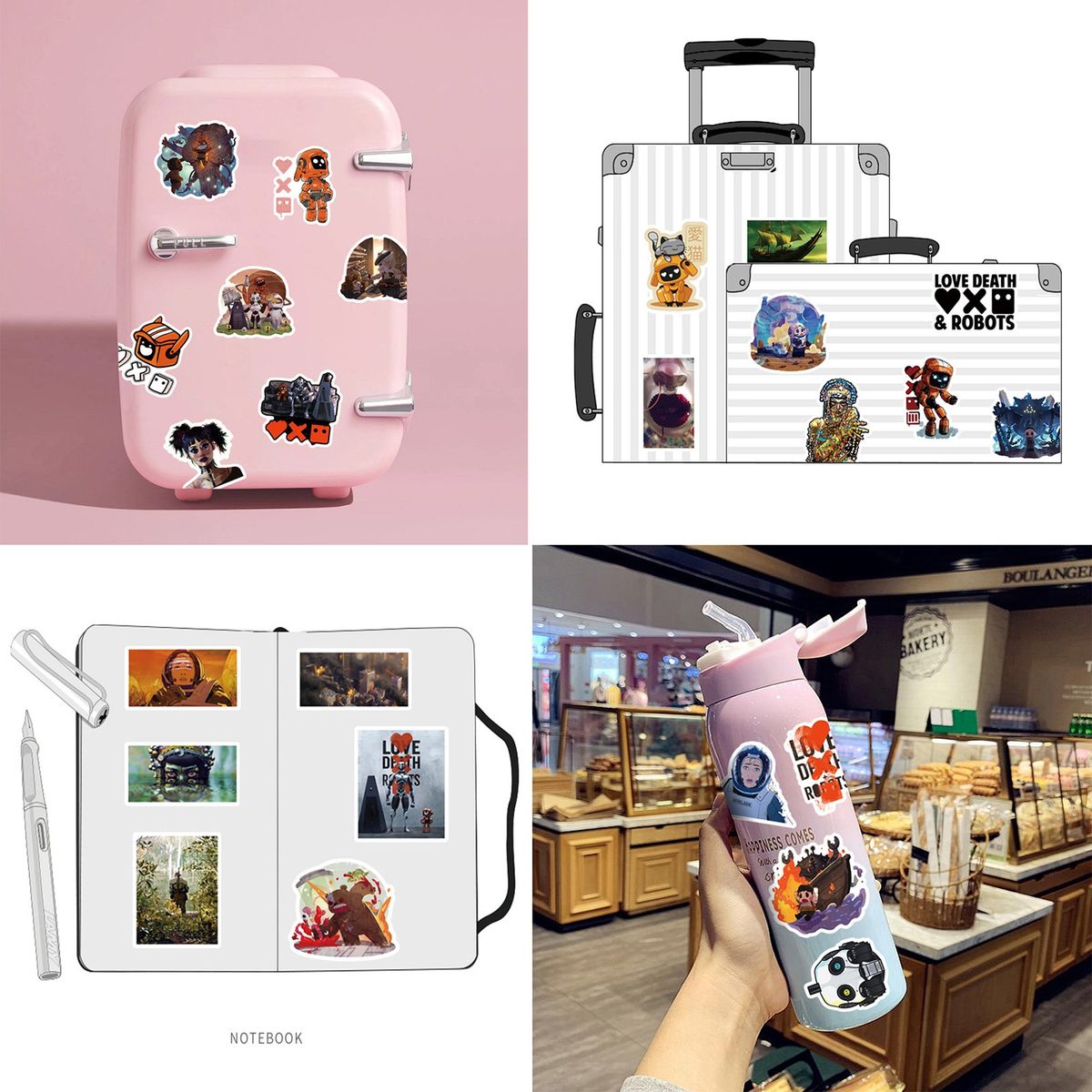 50PcsSet Laptop Stickers Decorative Water Bottle Journal Mix Color