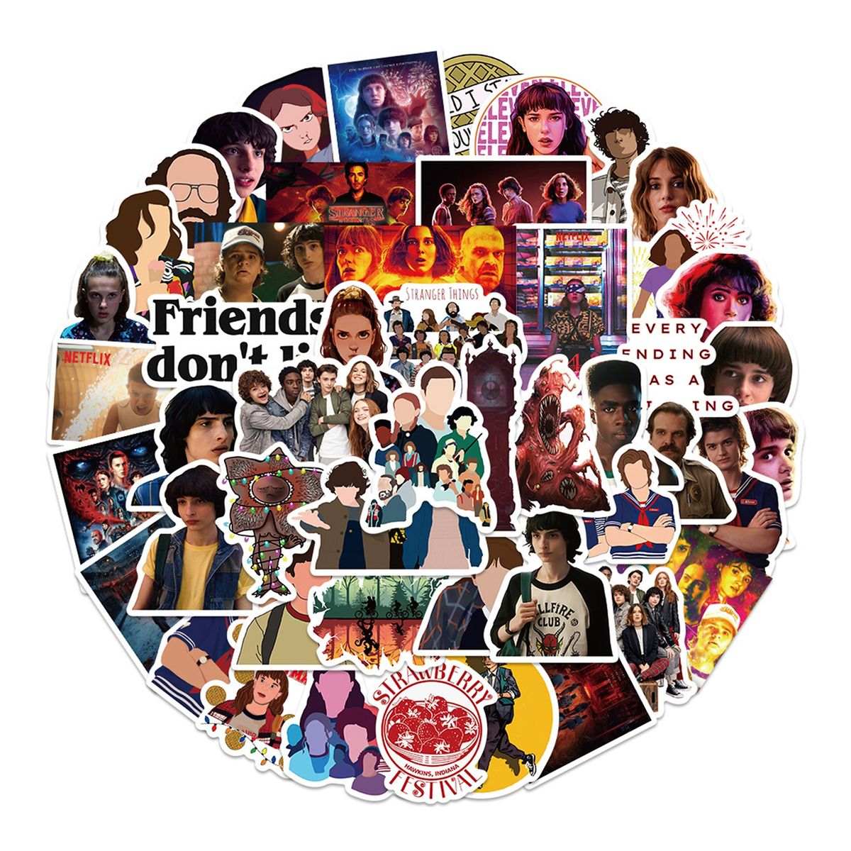 50PcsSet Stranger Things Stickers Cartoon Graffiti Decals