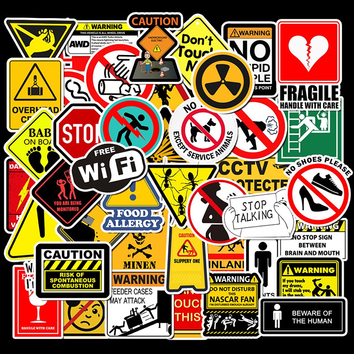 50PcsSet Graffiti Stickers Cartoon Graffiti Decals Water A