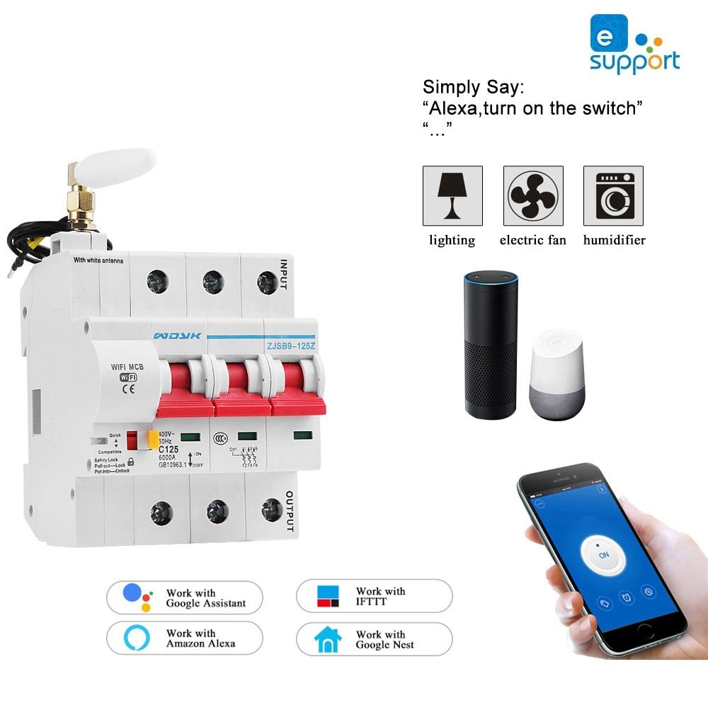 3P WiFi Circuit Breaker Overload Short Circuit Protection