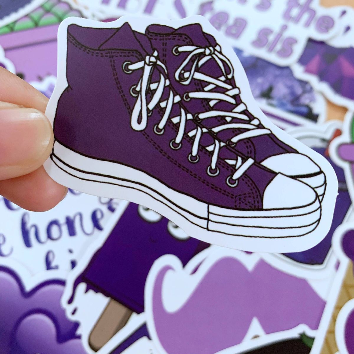 50PcsSet Scrapbook Stickers Kids Hand Account Water Bottle Purple